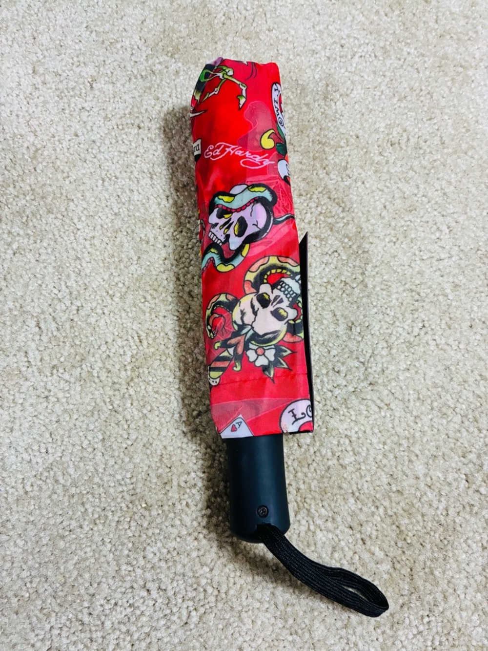 NEW Ed Hardy Love Kills Slowly compact Umbrella Y2K classic tattoo knife skulls